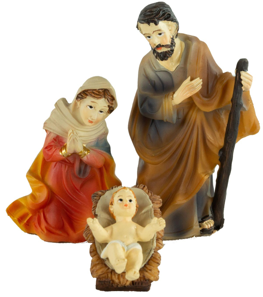 Festliche Weihnachtskrippe Aicha inkl. - 17 tlg. - Figurensatz ETA 1  - Maße Krippe ca. 69 x 29 x 34 cm